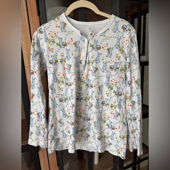 Roller Rabbit pajamas henley top hippity hoppity spring bunny print long sleeve - Picture 7 of 7